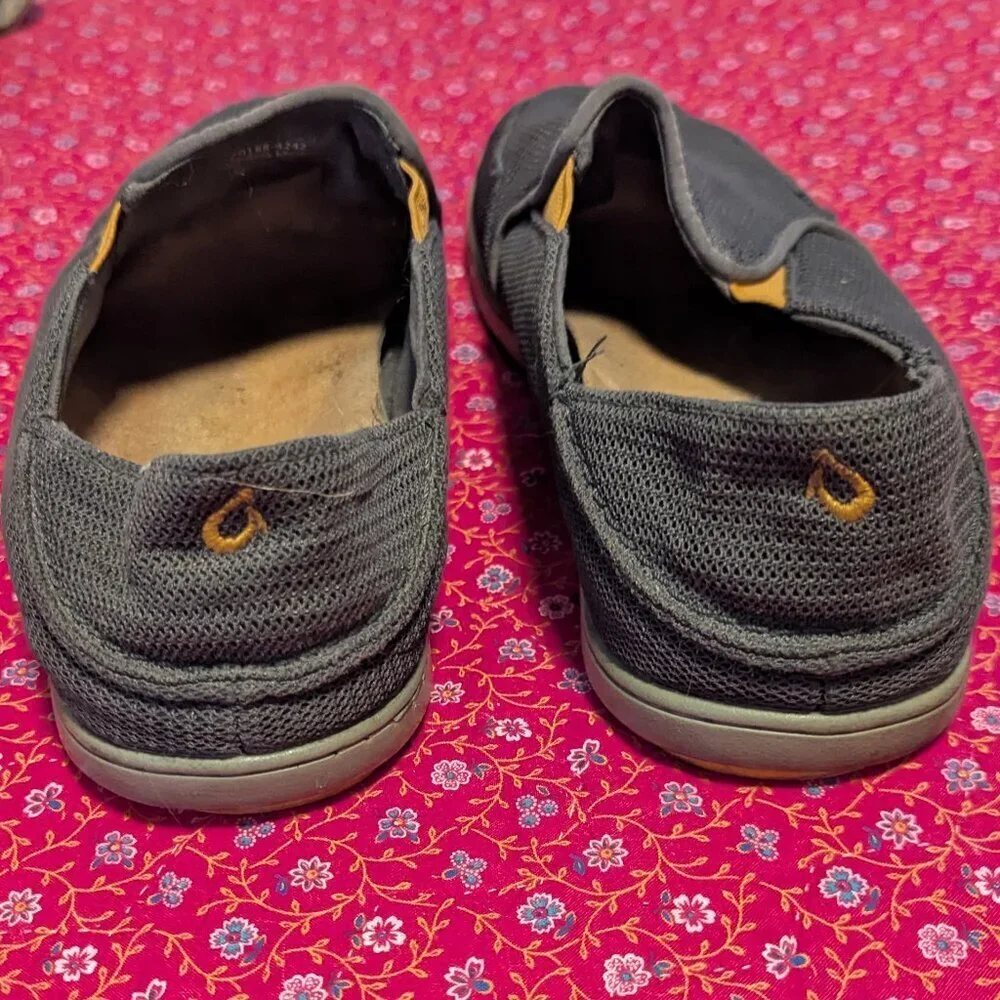 OluKai Nohea‎ Shoe Mesh Slip On Drop In Heel Fold In Dark Shadow Sneaker Size 10
